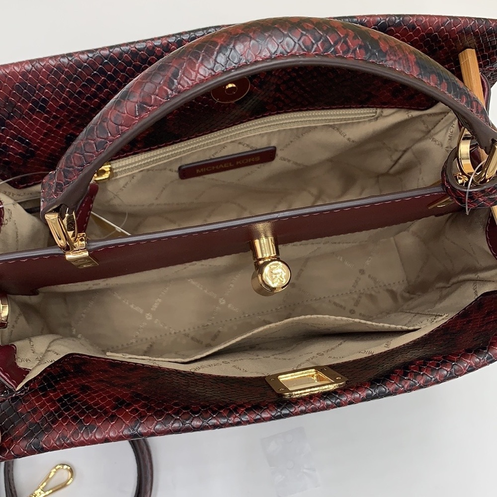 MICHAEL KORS PENELOPE MEDIUM TOP HANDLE SATCHEL MERLOT MULTI COLOR - Picture 11 of 16